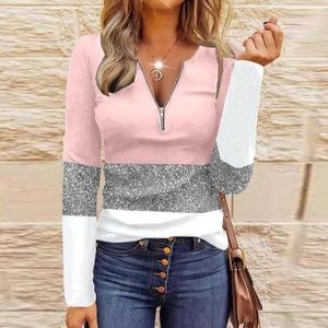 Orwyy Pink Gelato Stripe Gray Marble Long Sleeve Top